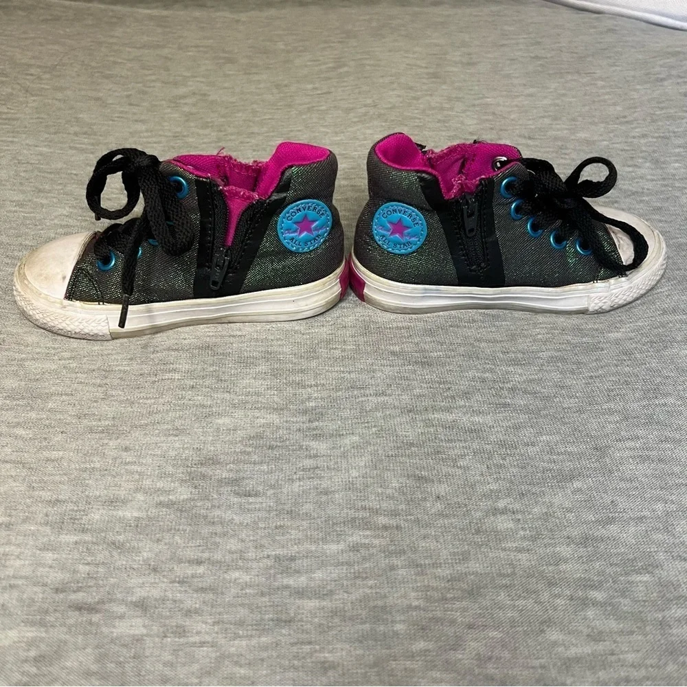 Converse Black and Pink High-Top Sneakers with Canvas Upper